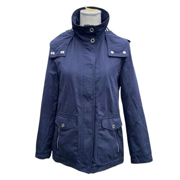 Vintage Esprit Navy Nautical Hooded High Collar Jacket 2 - Picture 1 of 10